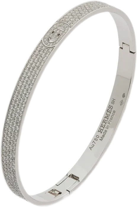 Браслет Hermès Hermes H D'Ancre Diamant Petit Modèle Bracelet en or blanc HRMBR100325 (id 38729)