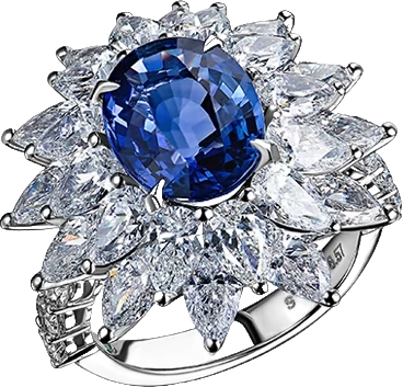 Кольцо Verdi Jewellery КОЛЬЦО С САПФИРОМ 4.02 CT И БРИЛЛИАНТАМИ 4.13 СТ A39L (id 27829)