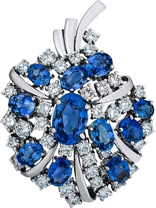 Брошь  RalfDiamonds БРОШЬ С БРИЛЛИАНТАМИ И САПФИРАМИ 3.53 F-G/VS (id 34151)