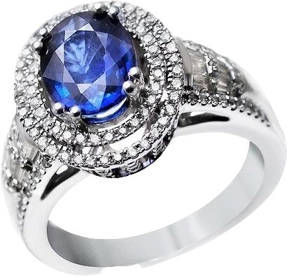 Кольцо No name С САПФИРОМ 1.85 И БРИЛЛИАНТАМИ 1.85 CT (id 28941)