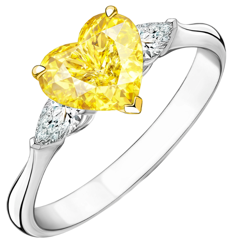 GIA Кольцо 2,01 Ct. Fancy Intense Yellow/vs2 (heart Diamond)