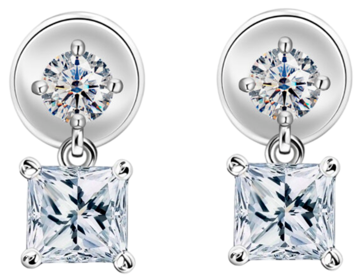 GIA Серьги с бриллиантами "princess Cut"