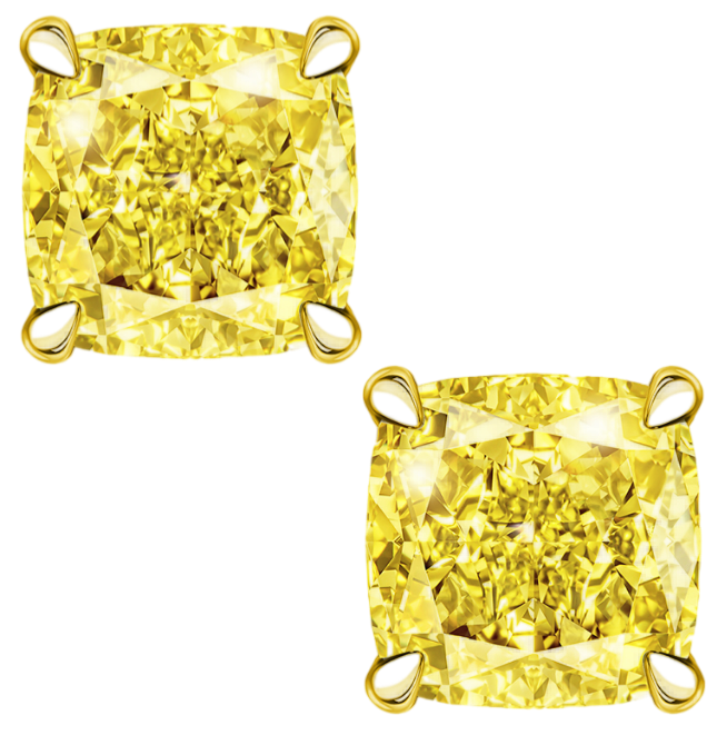 GIA Серьги 1,69/1,86 Ct. Fancy Yellow/vs (cushion Diamonds)