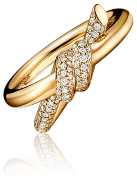 Кольцо Tiffany&Co. Tiffany Knot Double Row Ring in Yellow Gold with Diamonds