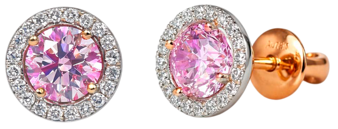 GIA Серьги 0,80/0,81 Ct. Faint Pink/vs2-si1 (round Diamonds)