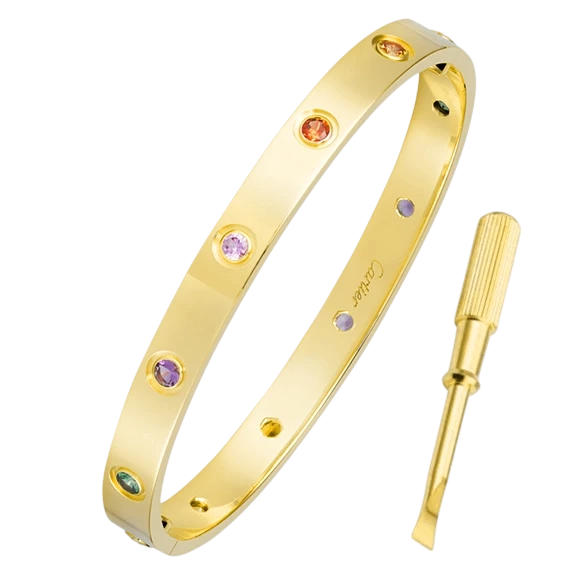 Cartier LOVE BRACELET, PINK GOLD, SAPPHIRES, GARNETS, AMETHYSTS Cartier LOVE BRACELET, PINK GOLD, SAPPHIRES, GARNETS, AMETHYSTS