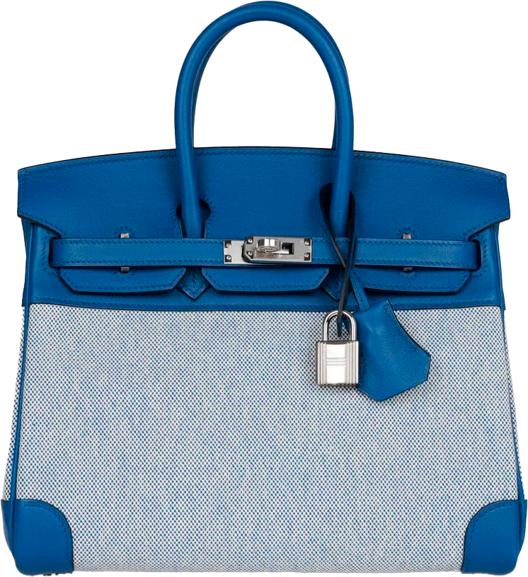 Hermes Birkin 25 Bleu Bill Toile H and Bleu France Swift Palladium Hardware