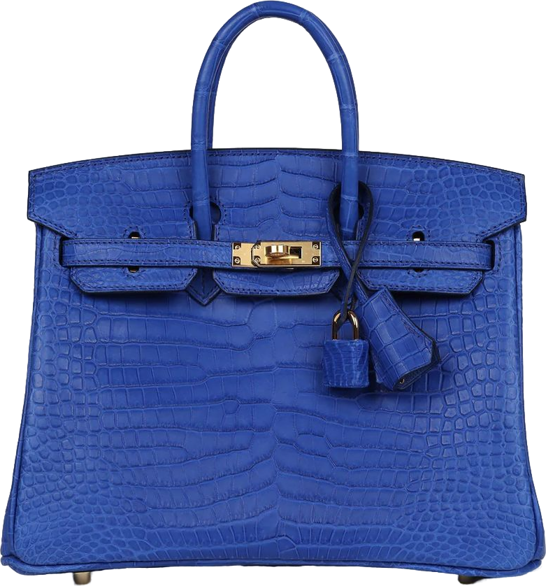Hermes Birkin 25 Bleu Royal Matte Porosus Crocodile Gold Hardware