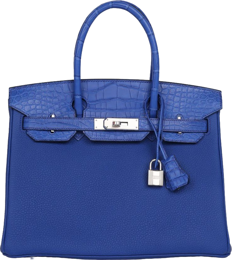 Hermes Birkin 30 Bleu Royal Matte Alligator and Togo Touch Palladium Hardware