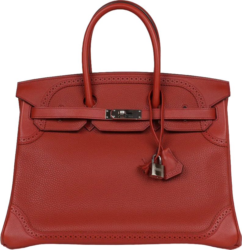 Hermes Birkin 35 Ghillies Brique Clemence and Evercolor Palladium Hardware