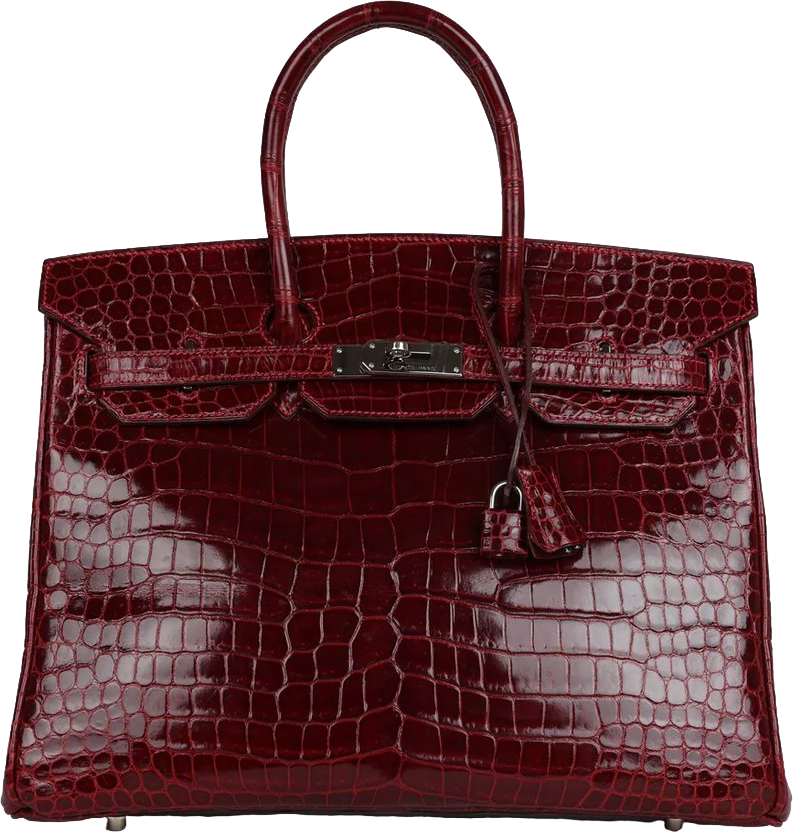 Hermes Birkin 35 Rouge H Shiny Porosus Crocodile Palladium Hardware