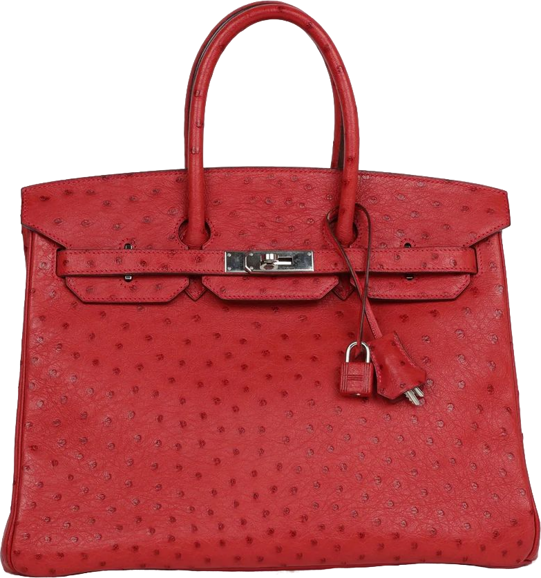 Hermes Birkin 35 Rouge Vif Ostrich Palladium Hardware