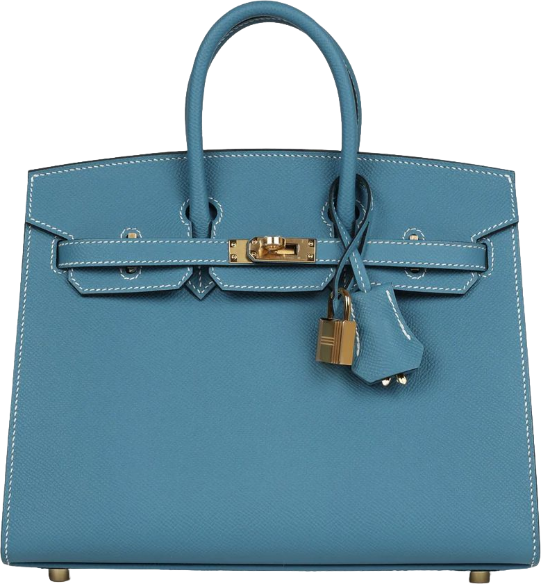 Hermes Birkin Sellier 25 Blue Jean Epsom Gold Hardware