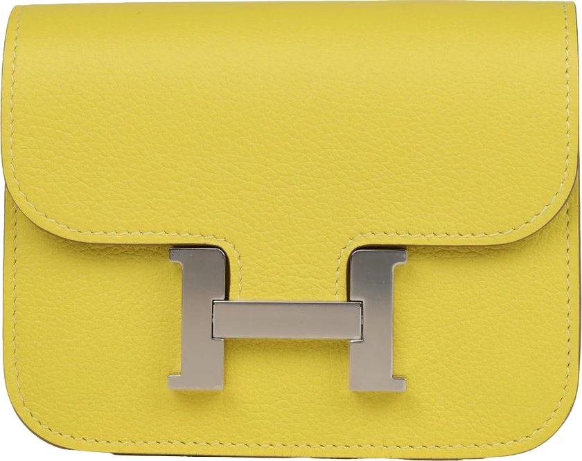 Hermes Constance Slim Wallet Lime Evercolor Palladium Hardware