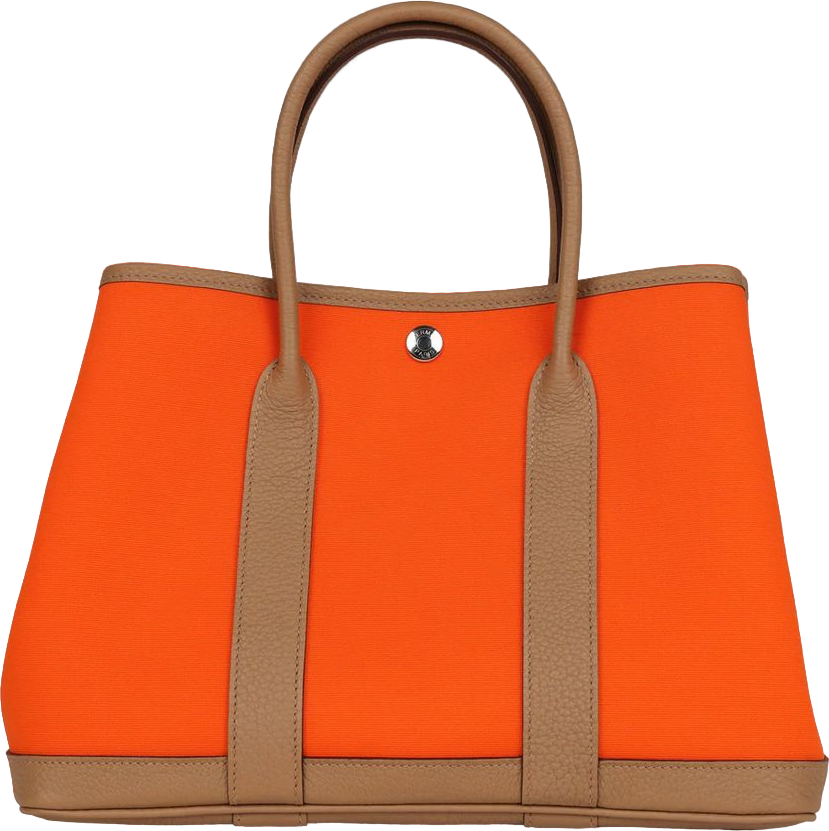 Hermes Garden Party 30 Orange Minium Toile and Biscuit Negonda Palladium Hardware