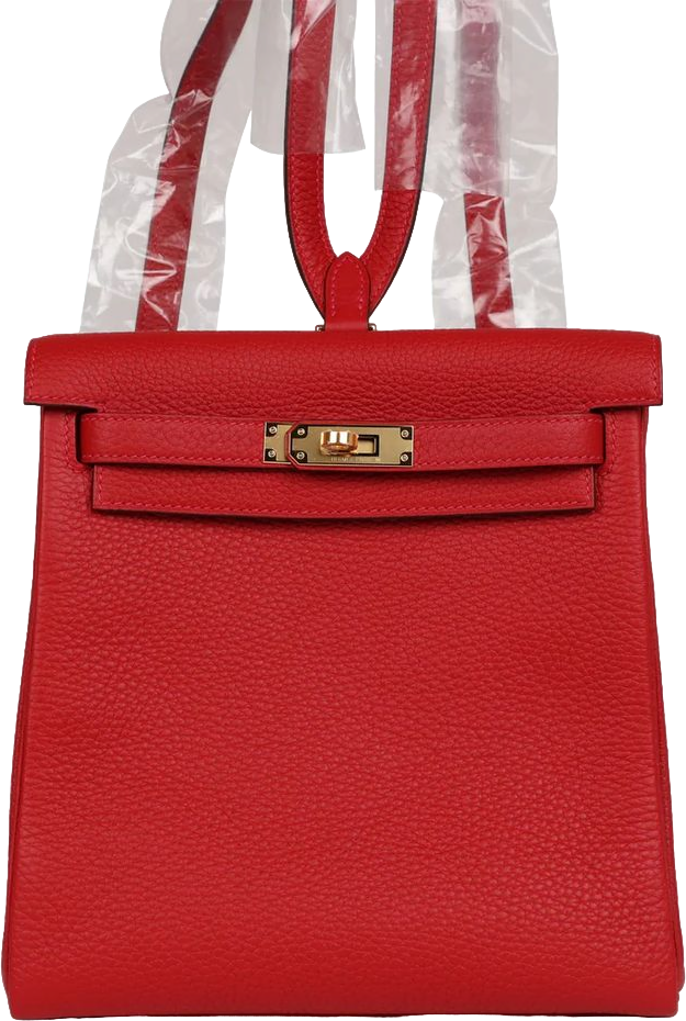 Hermes Kelly Ado II Backpack Rouge Casaque Clemence Gold Hardware