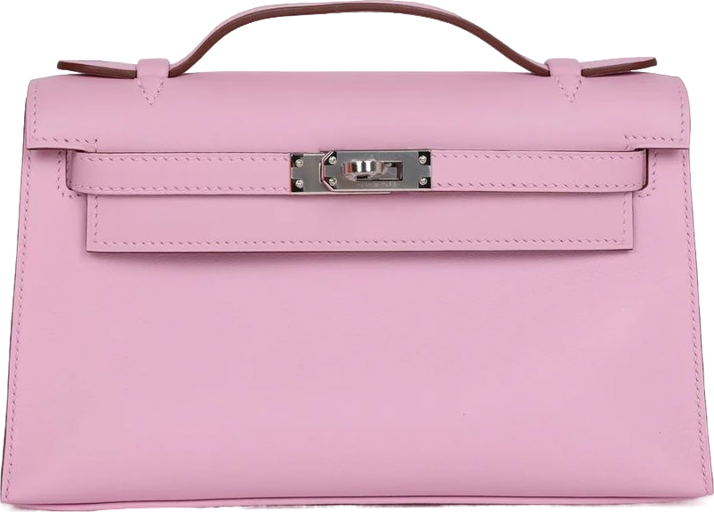 Hermes Kelly Pochette Mauve Sylvestre Swift Palladium Hardware