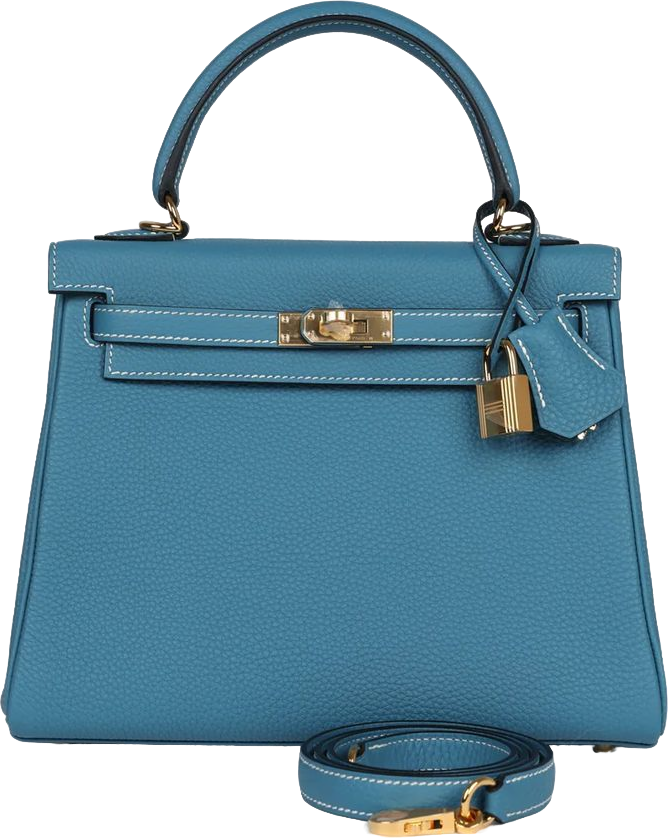 Hermes Kelly Retourne 25 Blue Jean Togo Gold Hardware
