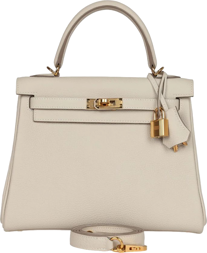Hermes Kelly Retourne 25 Craie Togo Gold Hardware