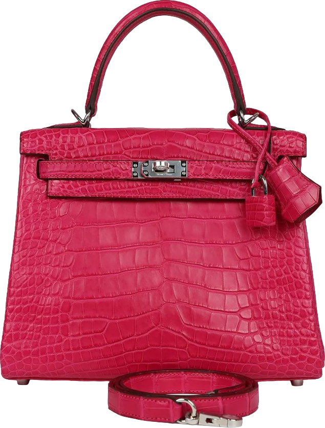 Hermes Kelly Retourne 25 Framboise Matte Alligator Palladium Hardware