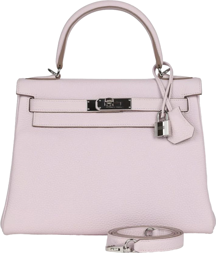 Hermes Kelly Retourne 28 Mauve Pale Clemence Palladium Hardware