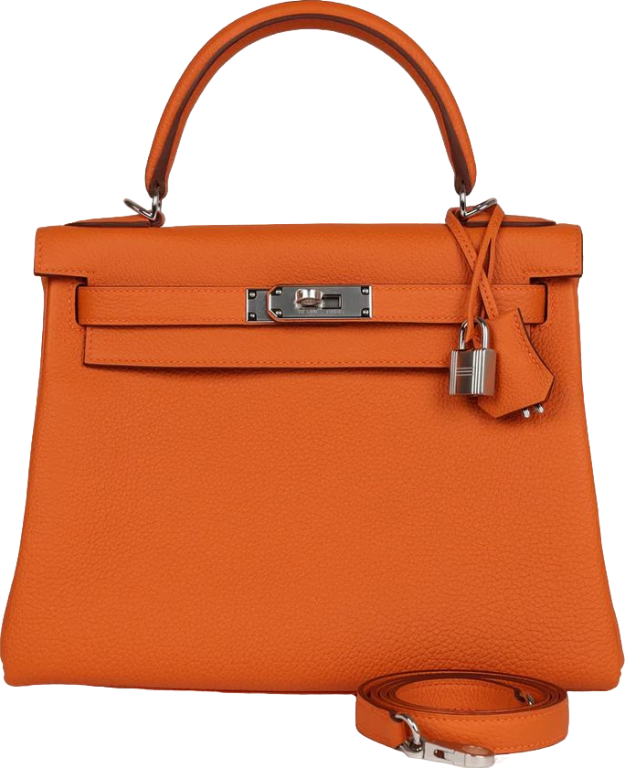 Hermes Kelly Retourne 28 Orange Togo Palladium Hardware