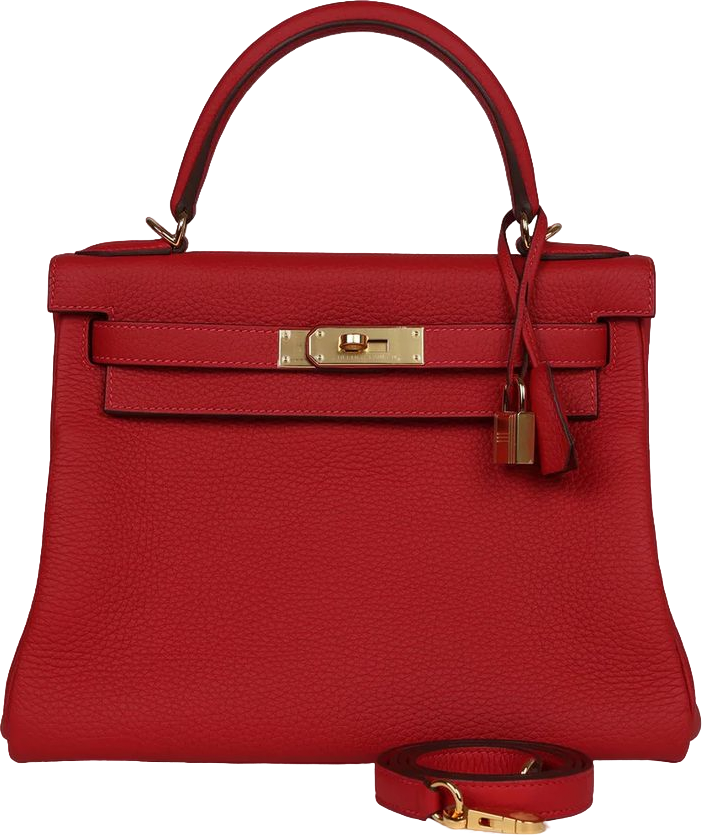 Hermes Kelly Retourne 28 Vermillion Clemence Gold Hardware