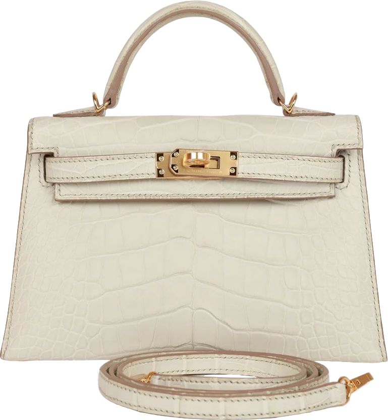Hermes Kelly Sellier 20 Beton Matte Alligator Gold Hardware