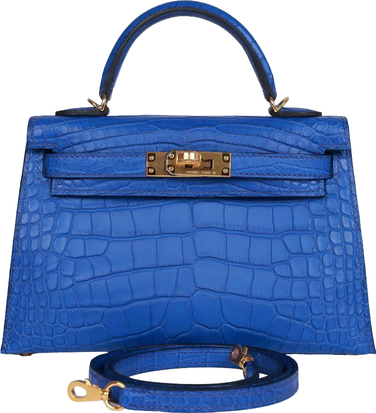 Hermes Kelly Sellier 20 Bleu Royal Matte Alligator Gold Hardware