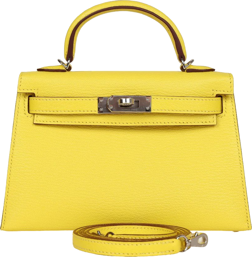 Hermes Kelly Sellier 20 Jaune Citron Chevre Palladium Hardware