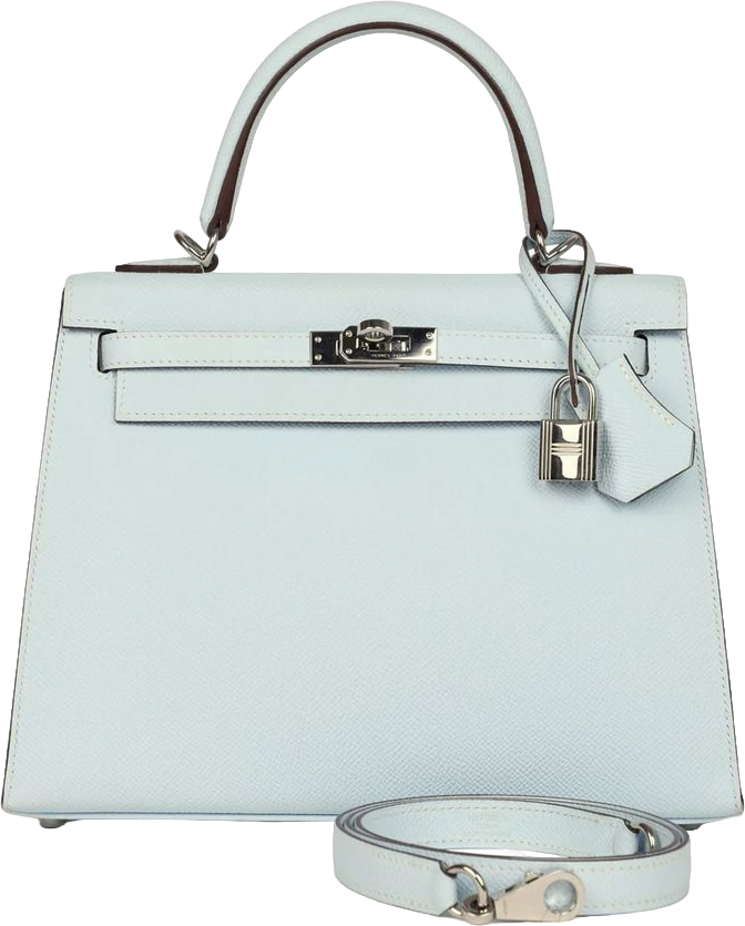 Hermes Kelly Sellier 25 Bleu Brume Epsom Palladium Hardware