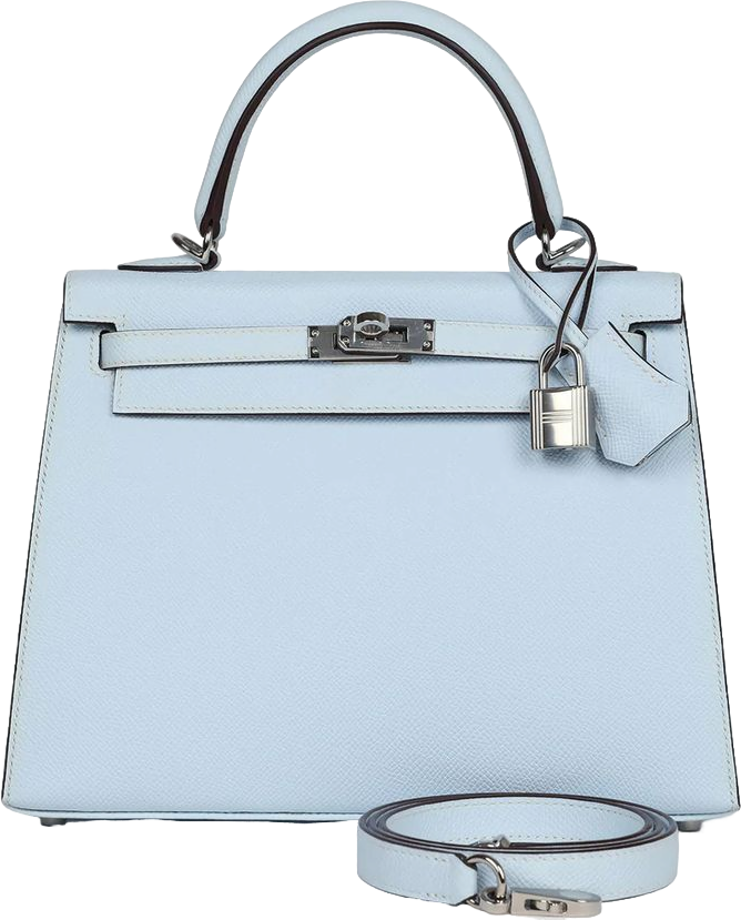 Hermes Kelly Sellier 25 Bleu Brume Epsom Palladium Hardware