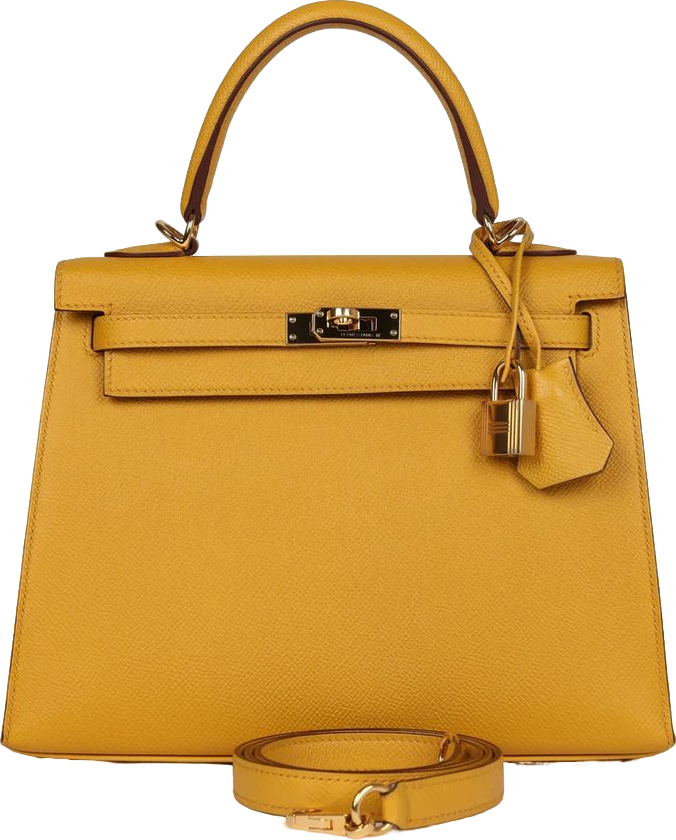 Hermes Kelly Sellier 25 Jaune Ambre Epsom Gold Hardware