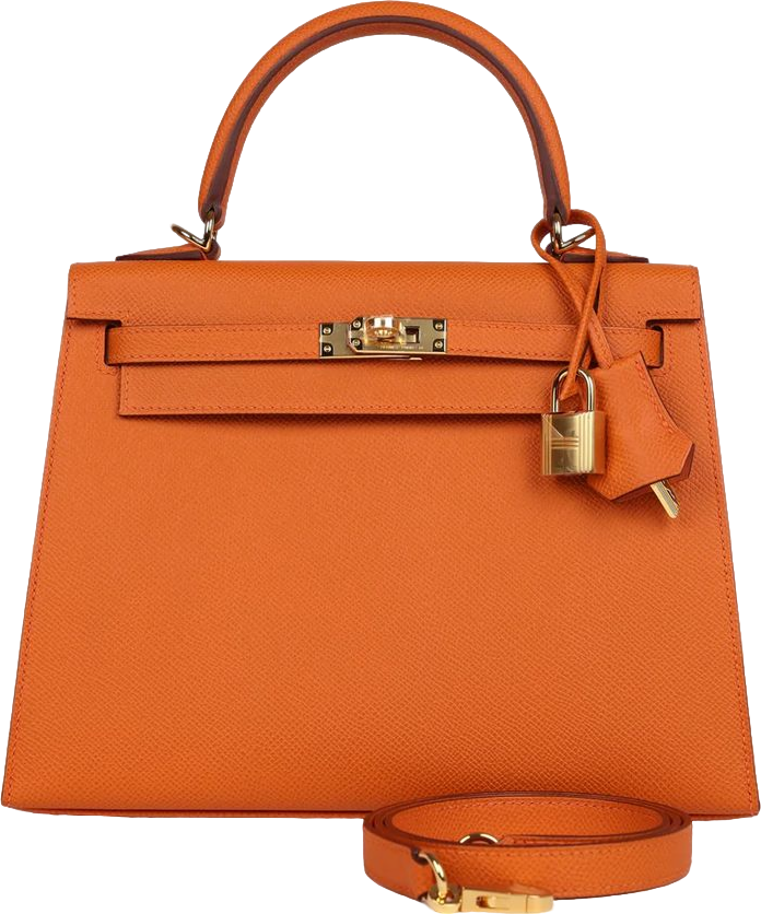 Hermes Kelly Sellier 25 Orange Epsom Gold Hardware