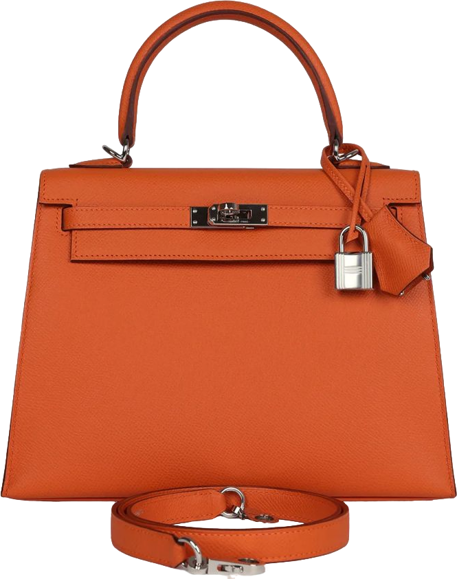 Hermes Kelly Sellier 25 Orange Epsom Palladium Hardware