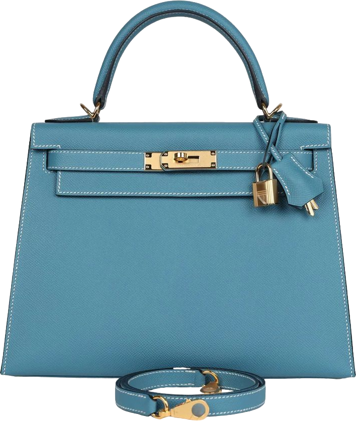 Hermes Kelly Sellier 28 Blue Jean Epsom Gold Hardware