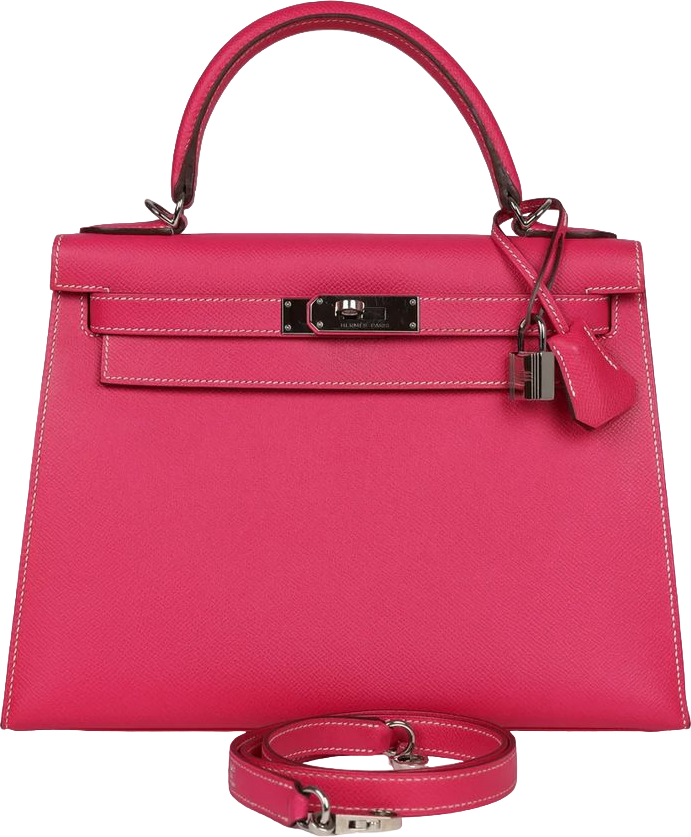 Hermes Kelly Sellier 28 Rose Tyrien Epsom Palladium Hardware