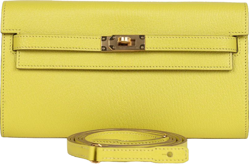 Hermes Kelly Wallet To Go Lime Chevre Mysore Gold Hardware