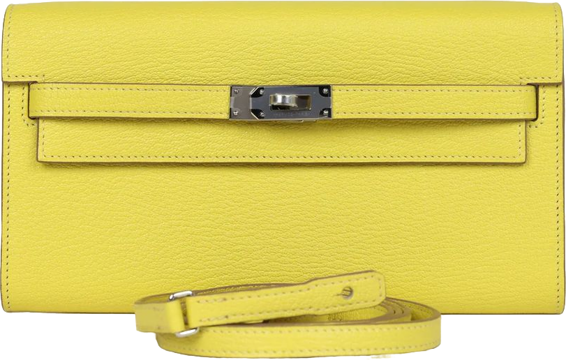 Hermes Kelly Wallet To Go Lime Chevre Palladium Hardware