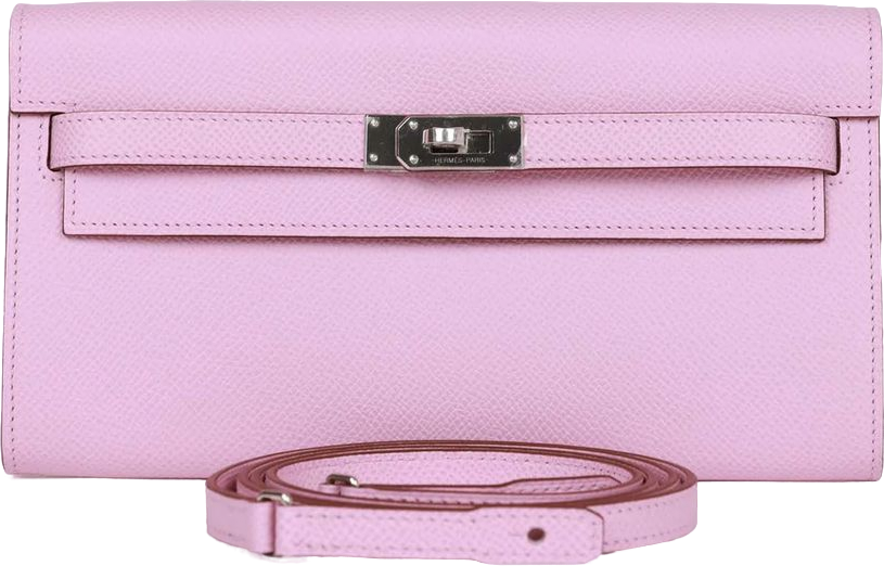 Hermes Kelly Wallet To Go Mauve Sylvestre Epsom Palladium Hardware