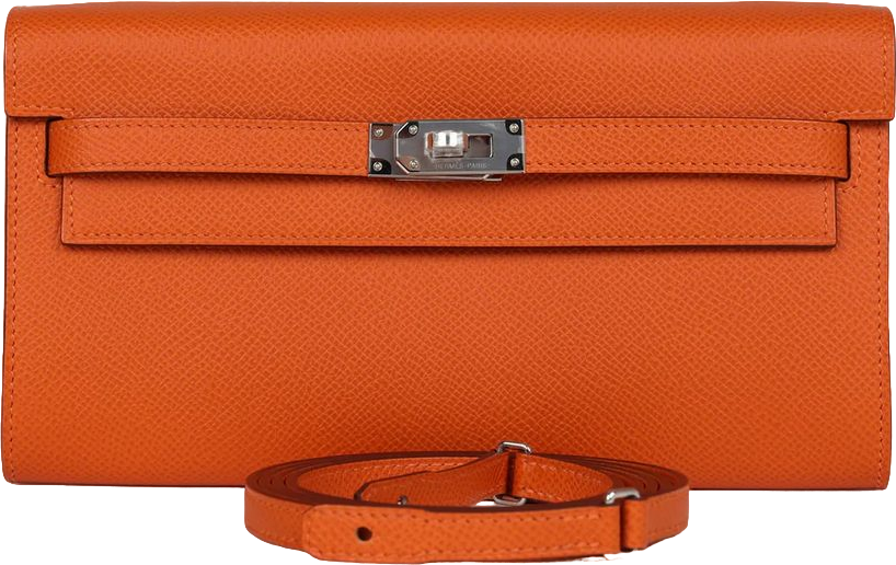 Hermes Kelly Wallet To Go Orange Epsom Palladium Hardware
