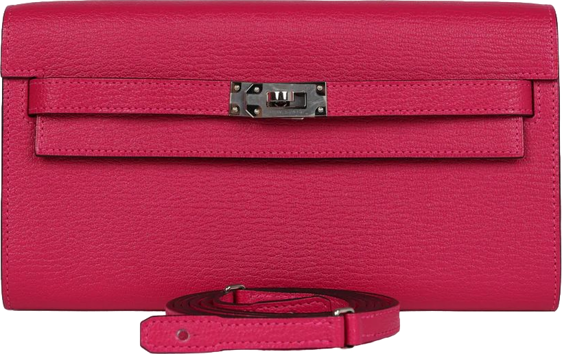 Hermes Kelly Wallet To Go Rose Pourpre Chevre Palladium Hardware