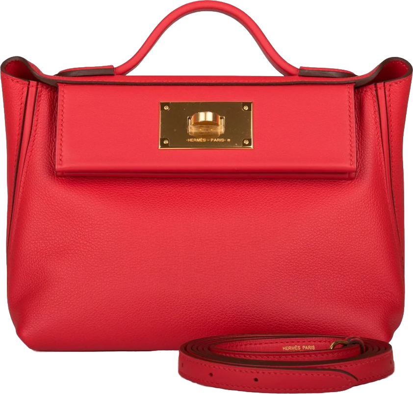 Hermes Mini 24/24 Bag Rouge de Coeur Evercolor and Swift Gold Hardware