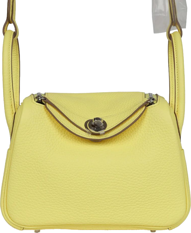 Hermes Mini Lindy Limoncello Clemence Palladium Hardware