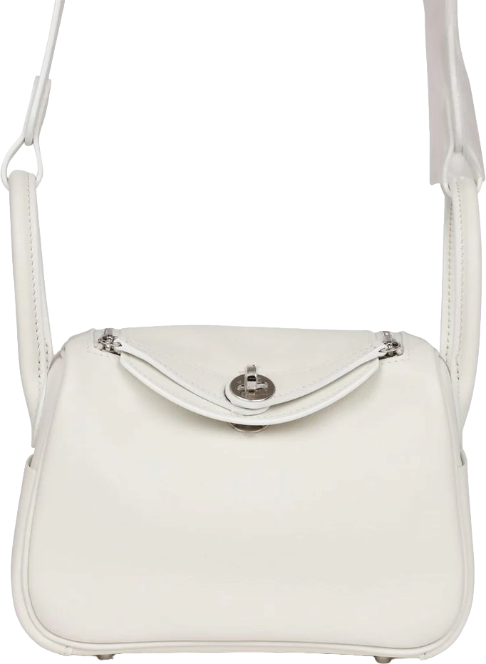 Hermes Mini Lindy White Swift Palladium Hardware