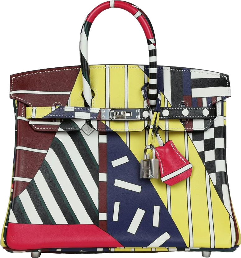 Hermes "One Two Three and Away We Go" Birkin 25 Multicolor Swift Palladium Hardware