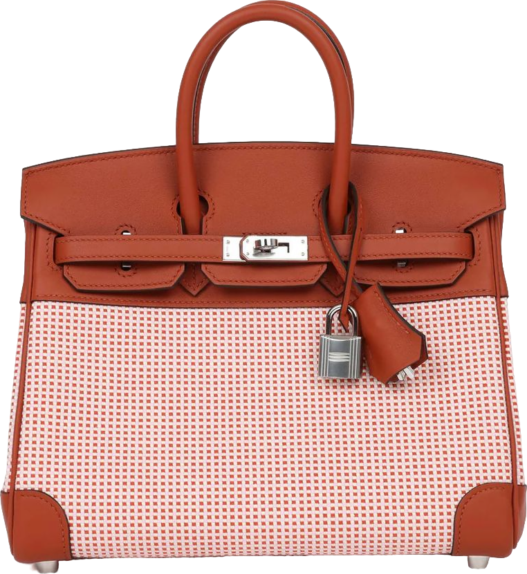 Hermes Quadrille Birkin 25 Sanguine Swift and Toile Palladium Hardware