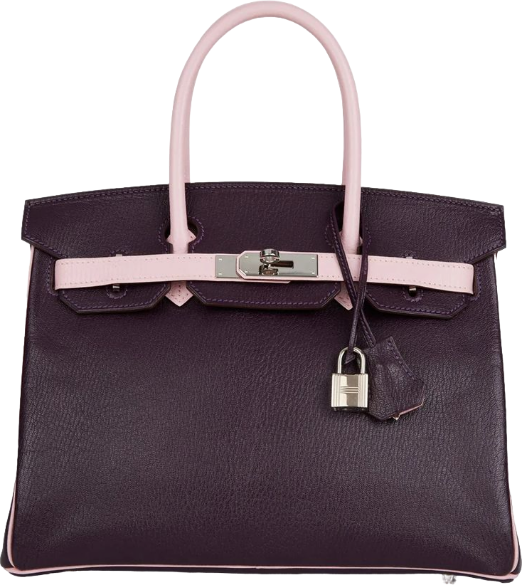 Hermes Special Order (HSS) Birkin 30 Raisin and Rose Sakura Chevre Palladium Hardware