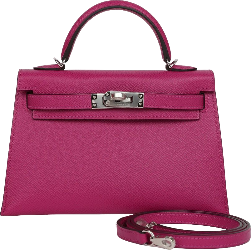 Hermes Special Order (HSS) Kelly Sellier 20 Rose Pourpre Verso Epsom Palladium Hardware