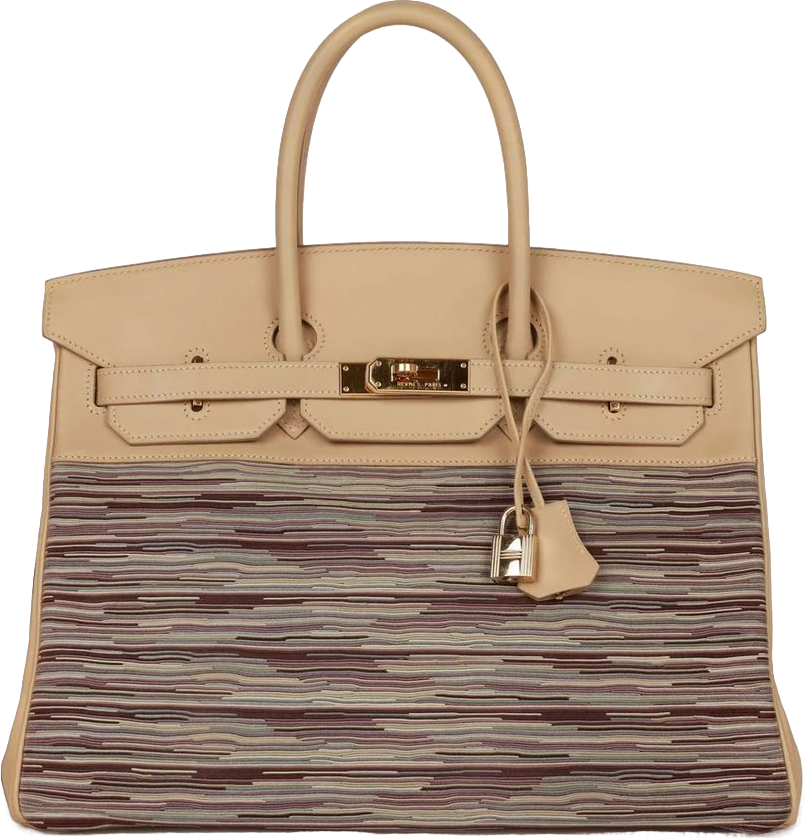 Vintage Hermes Birkin 35 Vibrato Parchemin Box Gold Hardware